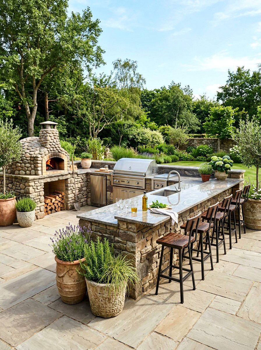 Outdoor Kitchen Hardscape - 30 no grass backyard ideas