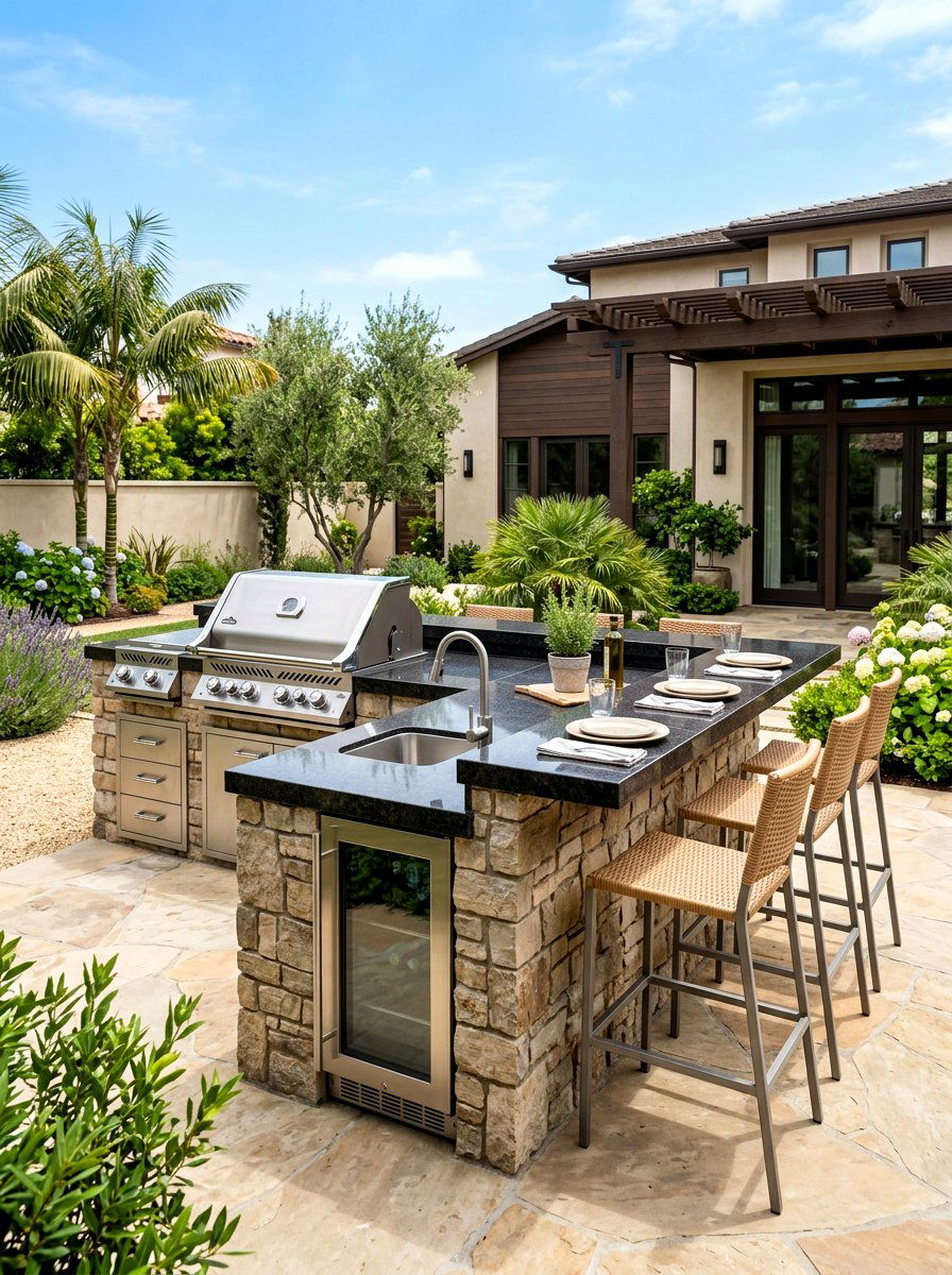 Outdoor Kitchen Island - 30 courtyard patio ideas