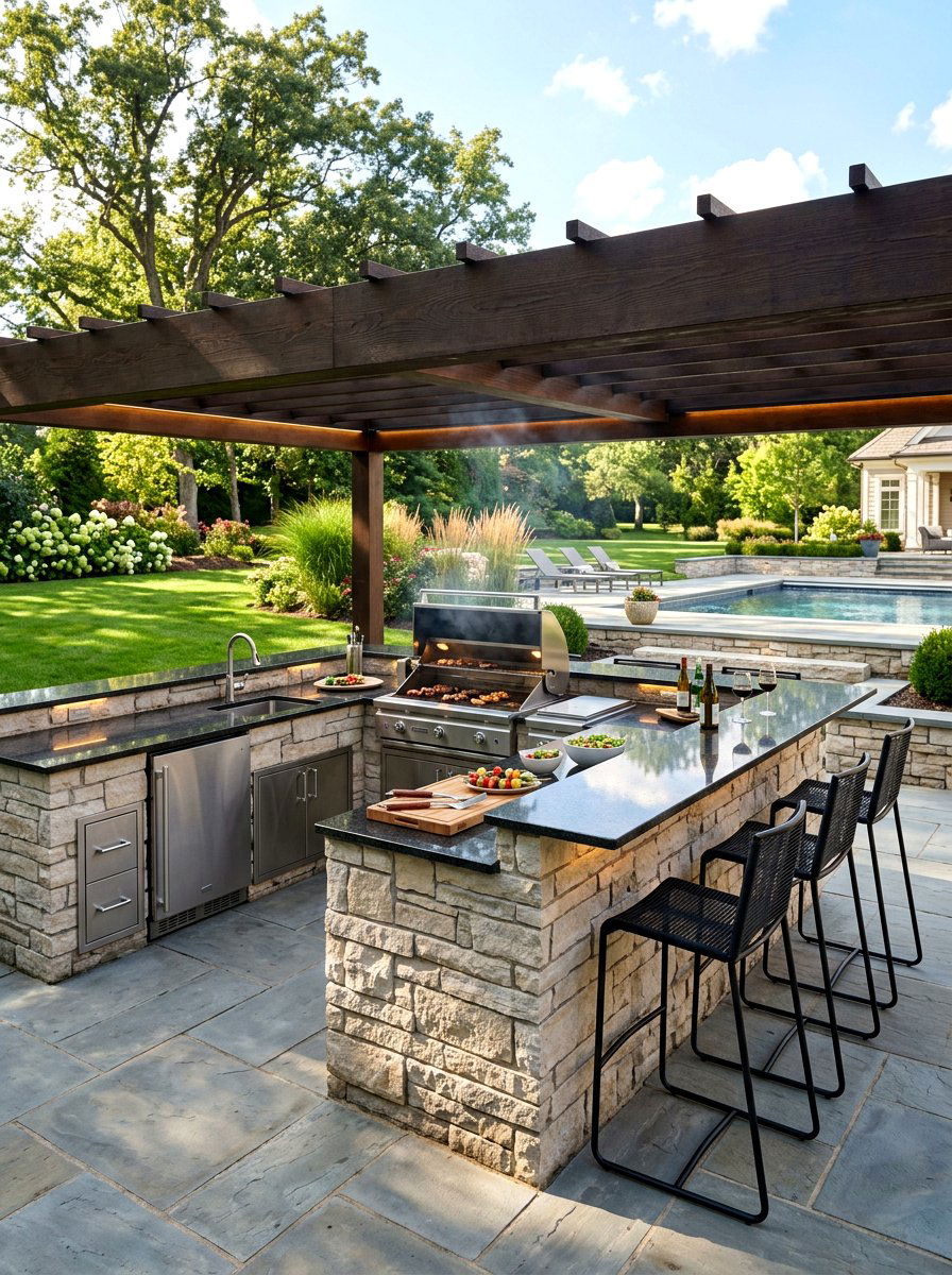 Outdoor Kitchen Island - 30 summer entertaining patio ideas