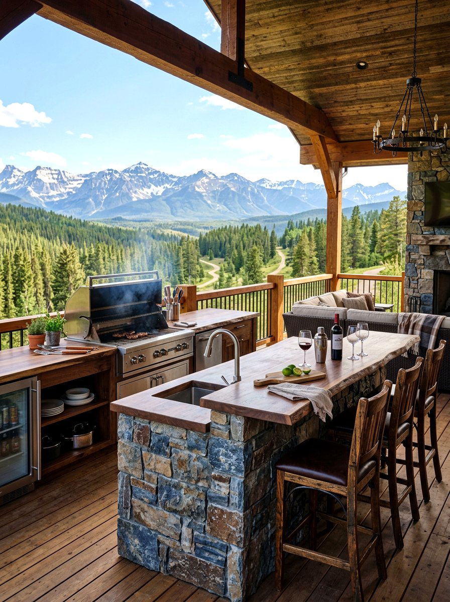 Outdoor Kitchen Island - 30 chalet porch ideas