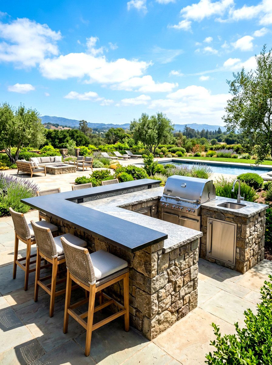Outdoor Kitchen Island - 30 outdoor kitchen lounge ideas