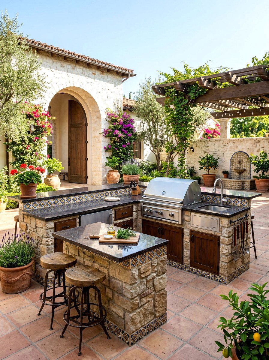 Outdoor Kitchen Island - 30 Spanish courtyard ideas