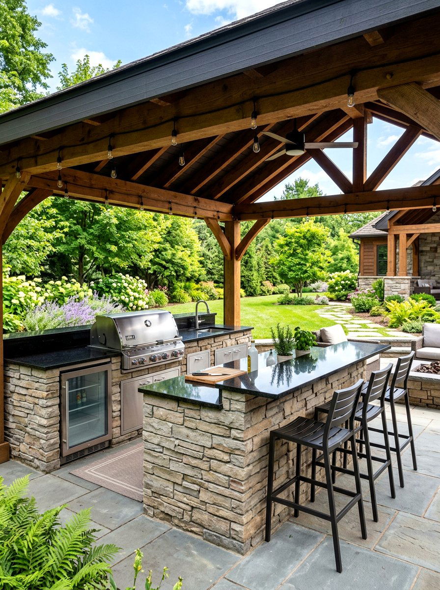 Outdoor Kitchen Island Grill - 30 private backyard oasis ideas