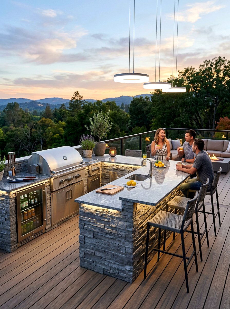 Outdoor Kitchen On Deck - 30 deck makeover ideas