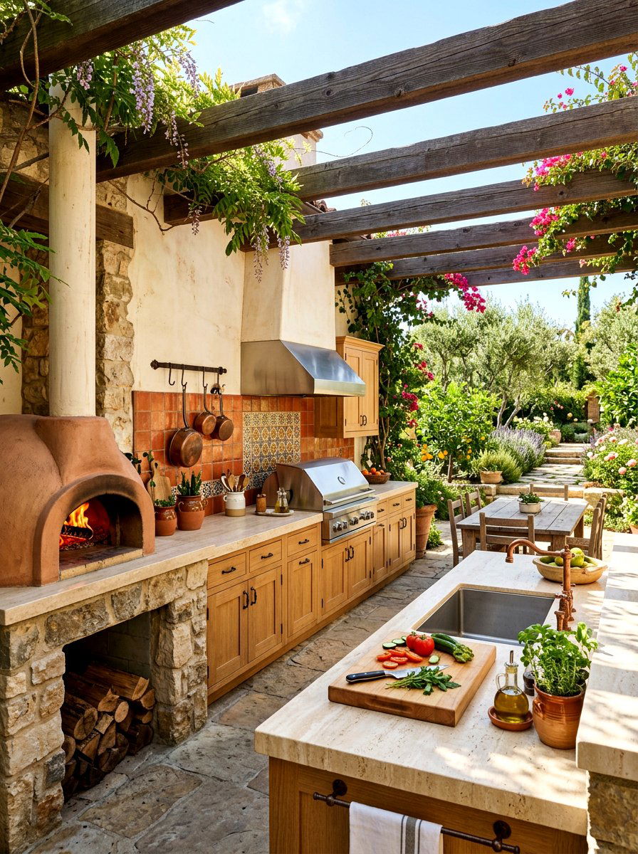 Outdoor Kitchen Patio - 30 terracotta and cream patio ideas