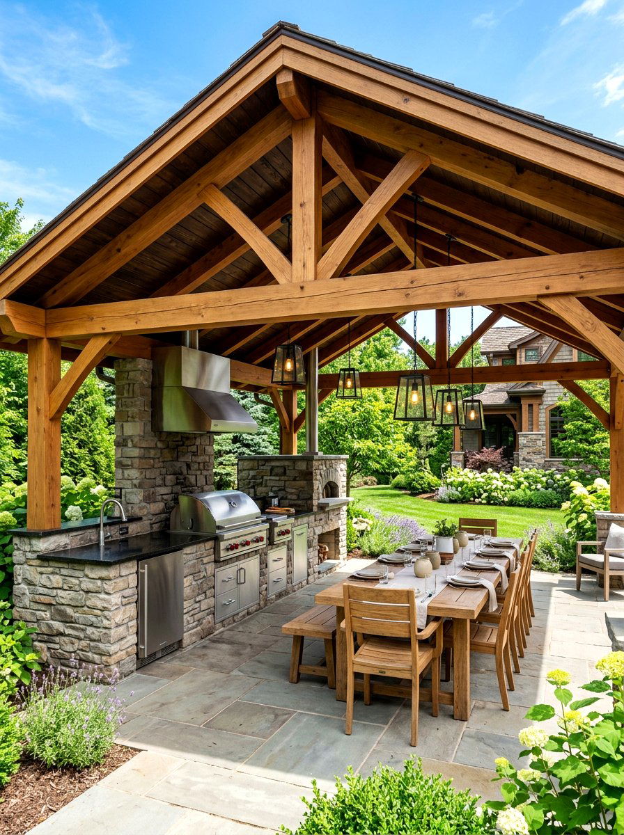 Outdoor Kitchen Pavilion - 30 backyard pavilion ideas