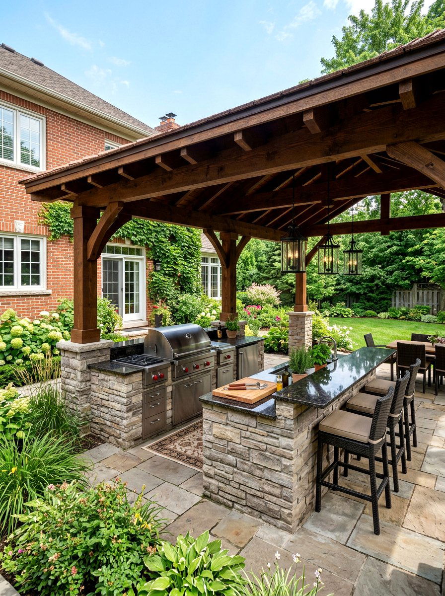 Outdoor Kitchen Pavilion - 30 attached pavilion ideas