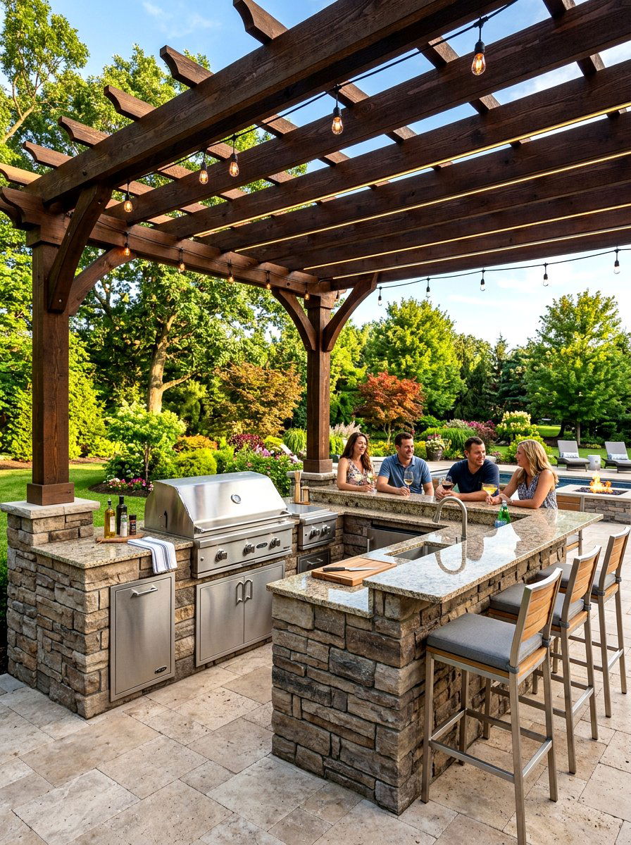 Outdoor Kitchen Pergola - 30 freestanding pergola ideas