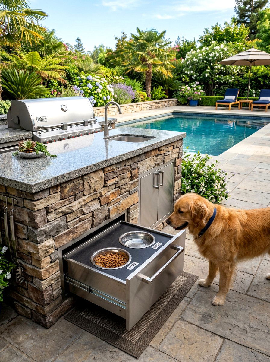 Outdoor Kitchen Pet Feeding Drawer - 30 pet feeding drawer ideas aesthetic