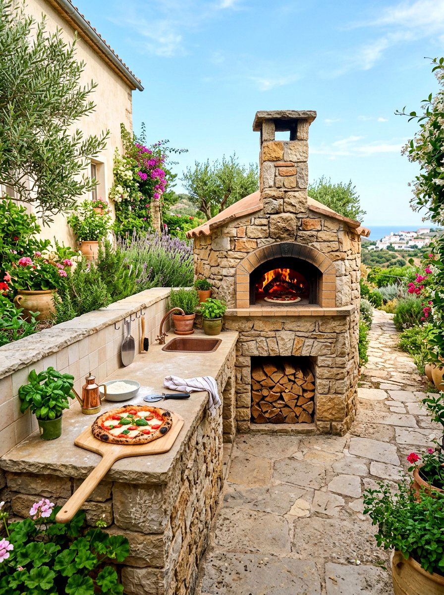 Outdoor Kitchen Pizza Oven - 30 Mediterranean garden ideas