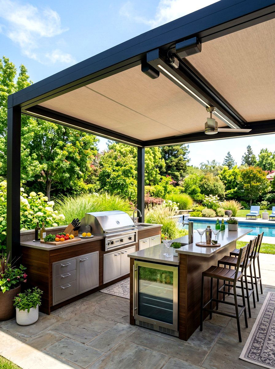 Outdoor Kitchen Retractable Roof - 30 retractable canopy patio ideas