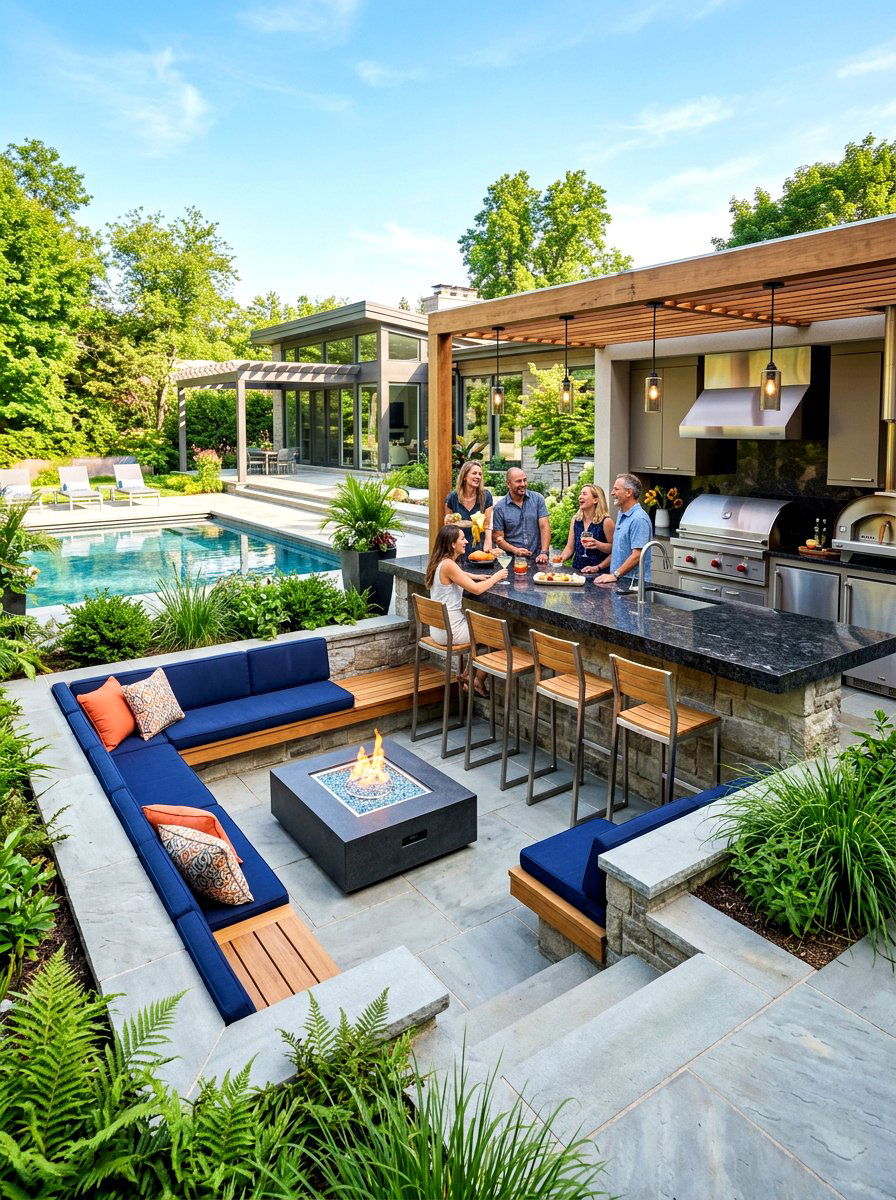 Outdoor Kitchen Sunken Seating - 30 sunken backyard seating ideas