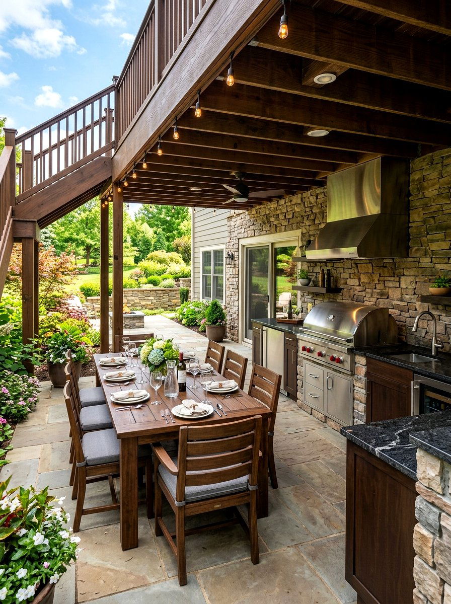Outdoor Kitchen Under Deck - 30 walkout basement patio ideas