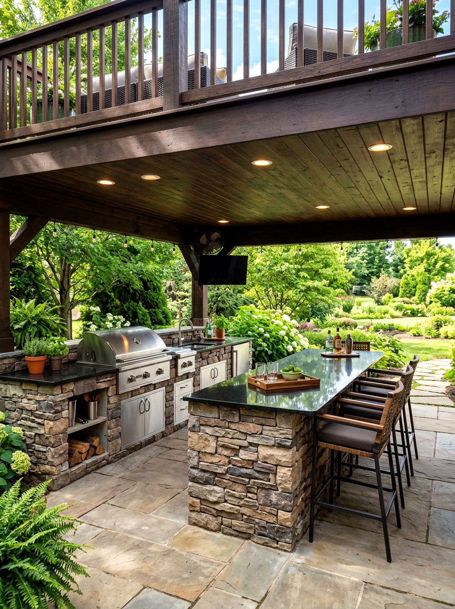 Outdoor Kitchen Under Deck - 30 covered deck ideas