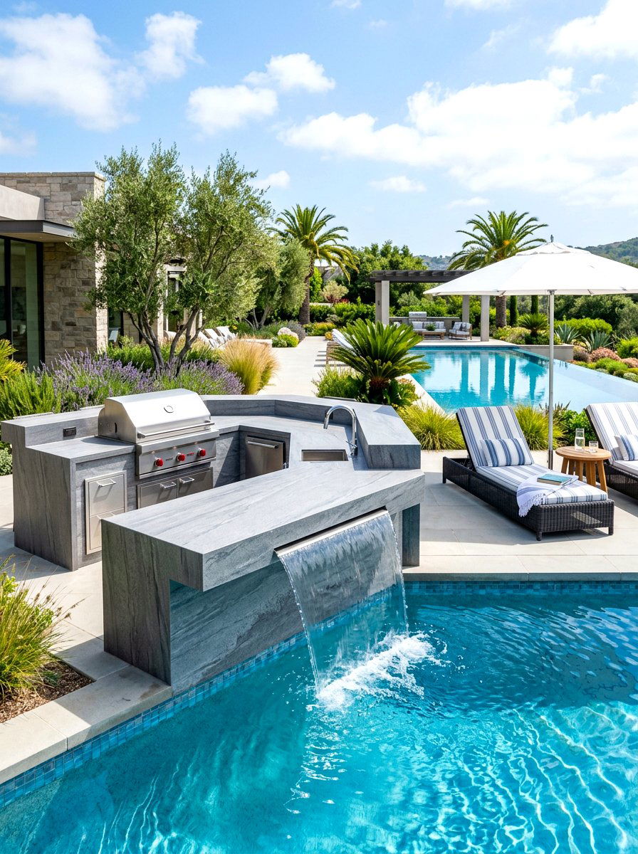 Outdoor Kitchen Waterfall Counter - 30 waterfall countertop ideas