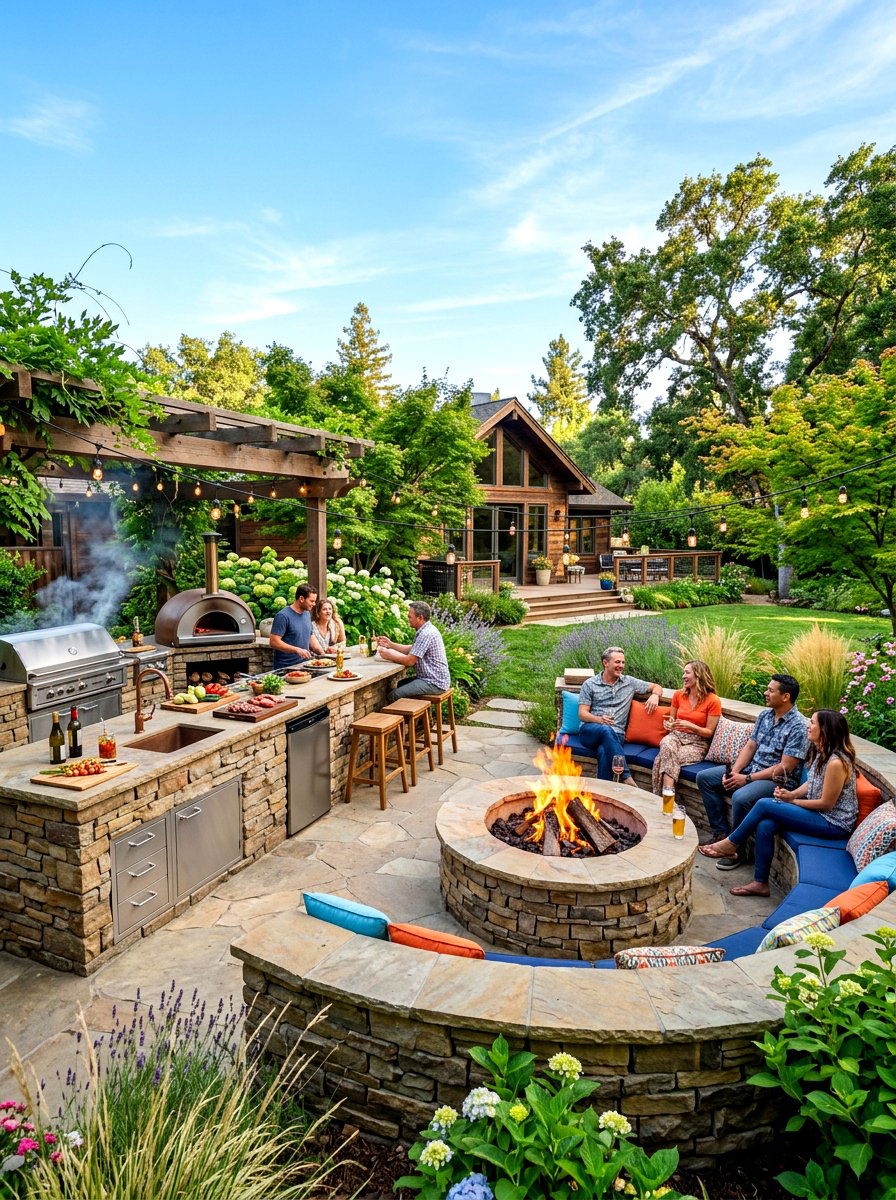 Outdoor Kitchen With Fire Pit - 30 outdoor kitchen ideas