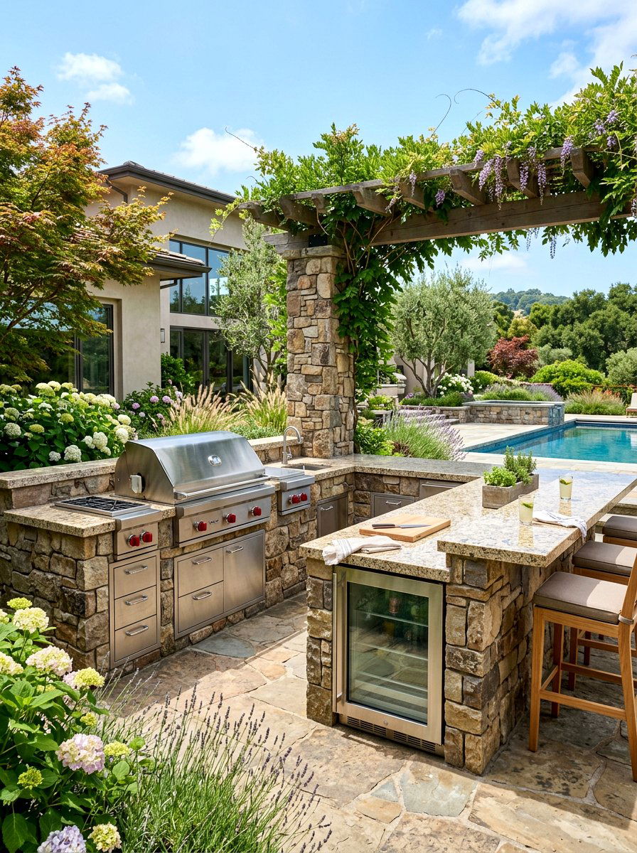 Outdoor Kitchen With Stone Finish - 30 East Coast patio ideas