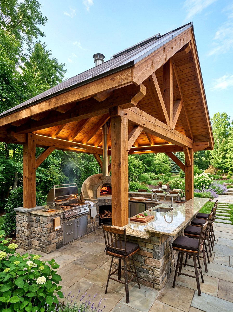Outdoor Kitchen Wood Cover - 30 wood patio cover ideas