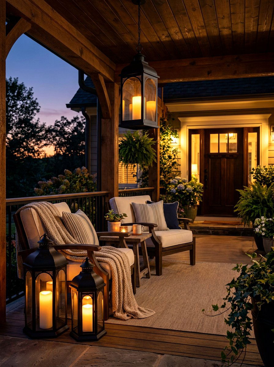 Outdoor Lantern Lighting - 30 farmhouse porch decor ideas
