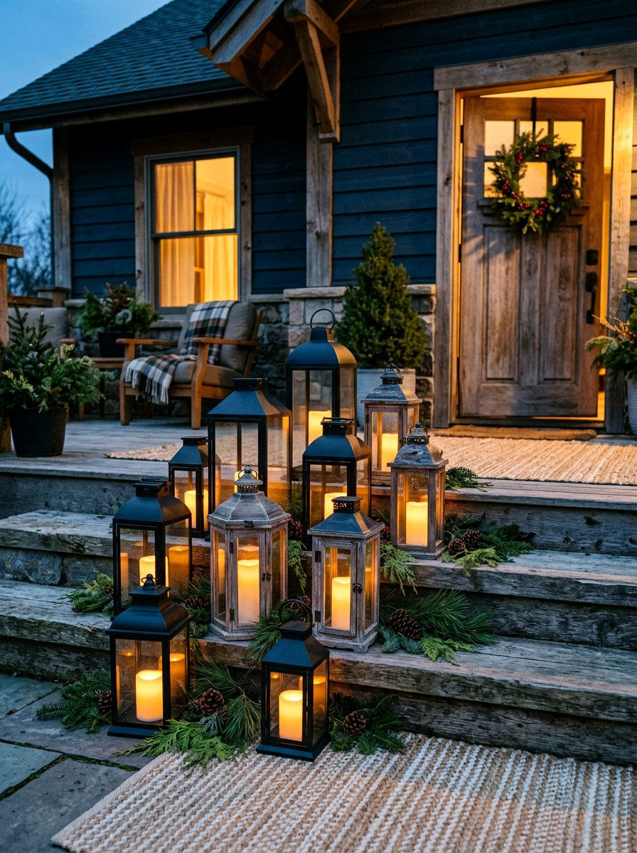 Outdoor Lantern Lighting - 30 winter front porch ideas