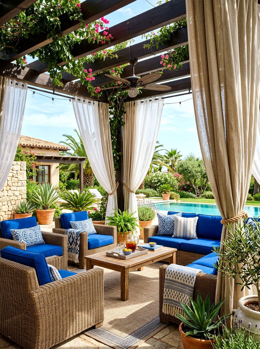 Outdoor Layered Curtains - 30 curtain layering ideas