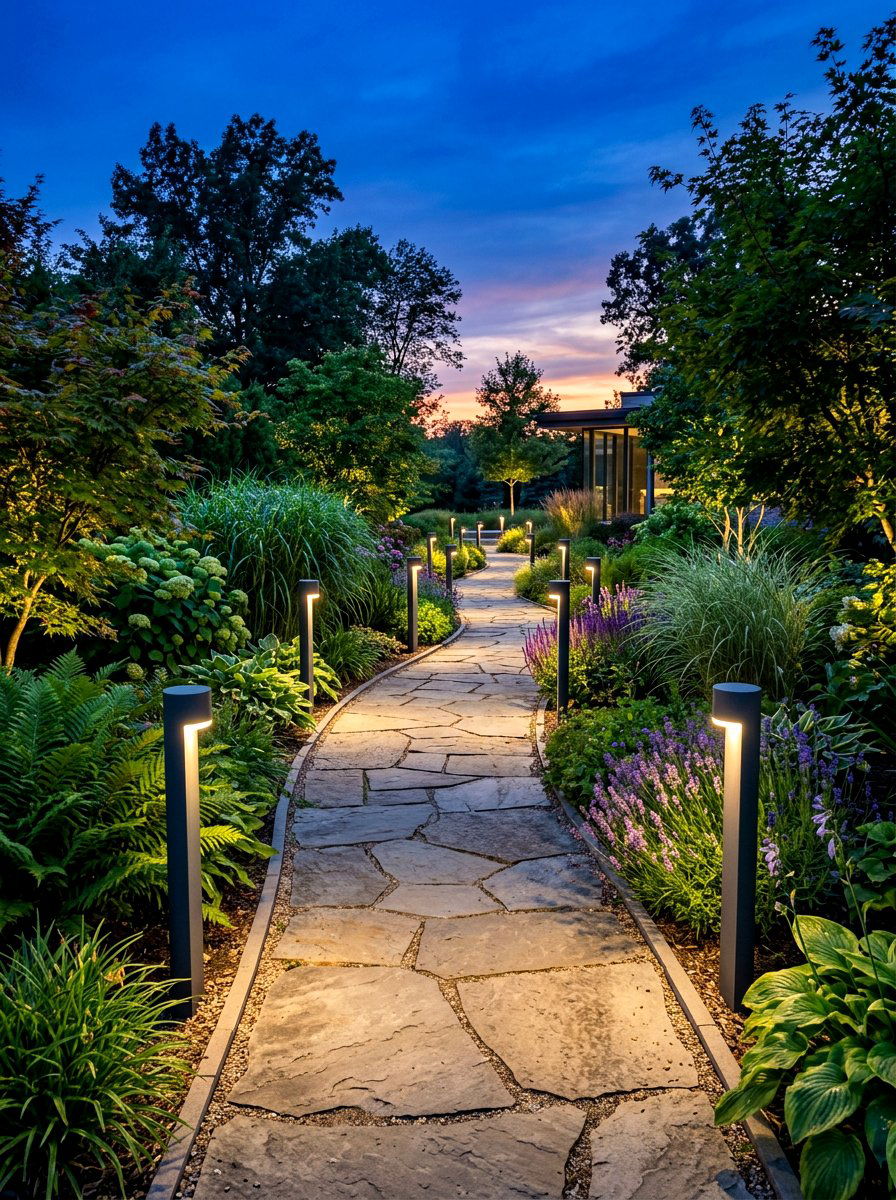 Outdoor Lighting Path - 30 narrow garden ideas