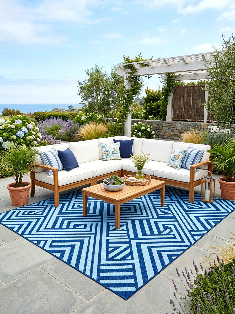 Outdoor Living Rug Area - 30 backyard staycation ideas