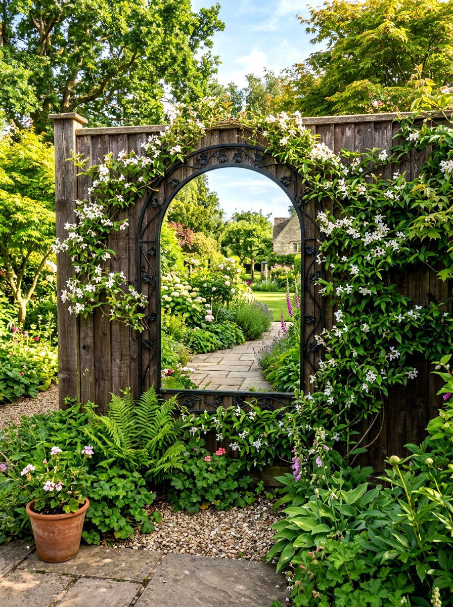 Outdoor Mirror Wall - 30 fence line landscaping ideas