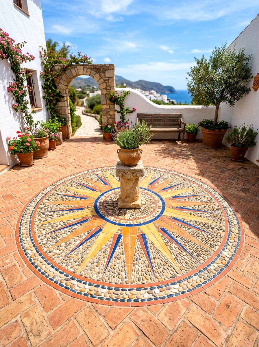 Outdoor Mosaic Floor - 30 Spanish courtyard exterior ideas