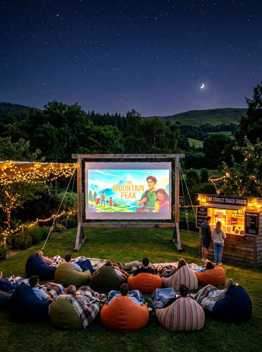 Outdoor Movie Projector Screen - 30 backyard game area ideas