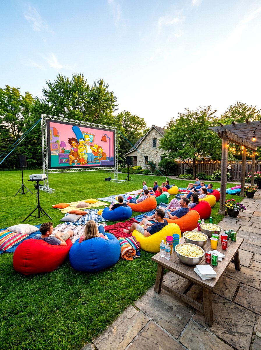 Outdoor Movie Screen - 30 sunset hosting patio ideas