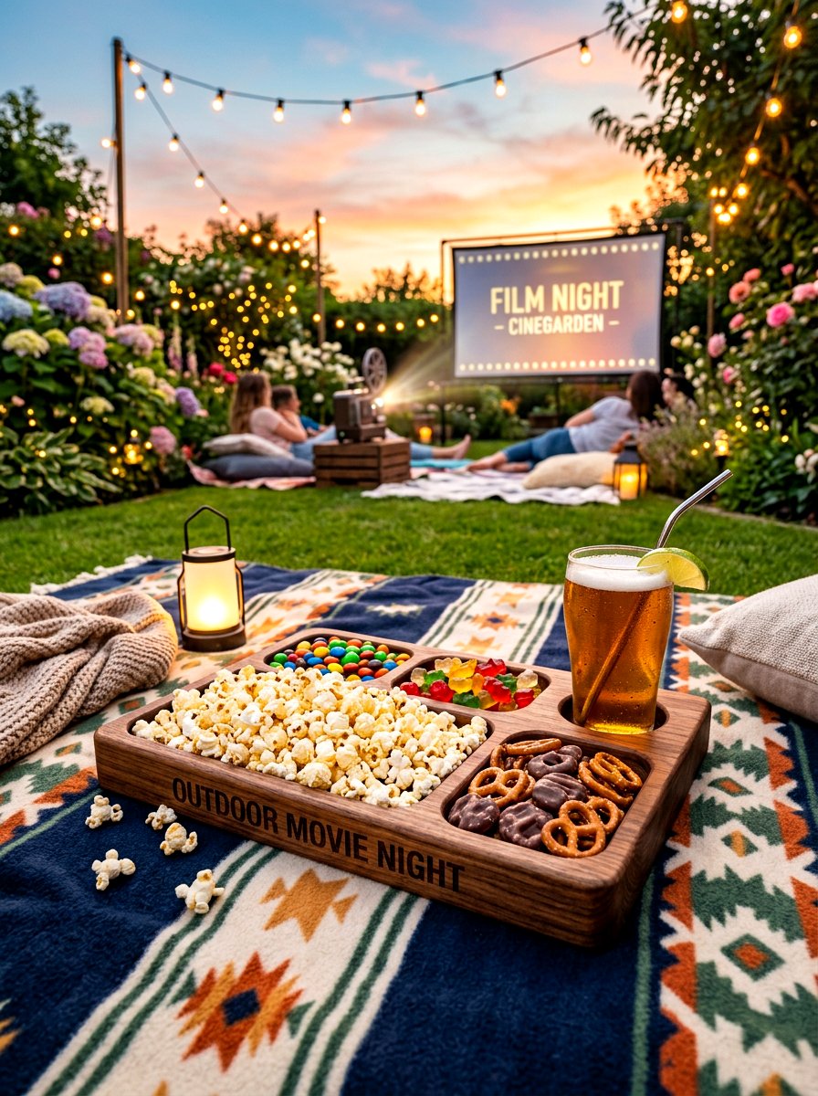 Outdoor Movie Snack Tray - 30 outdoor movie night ideas