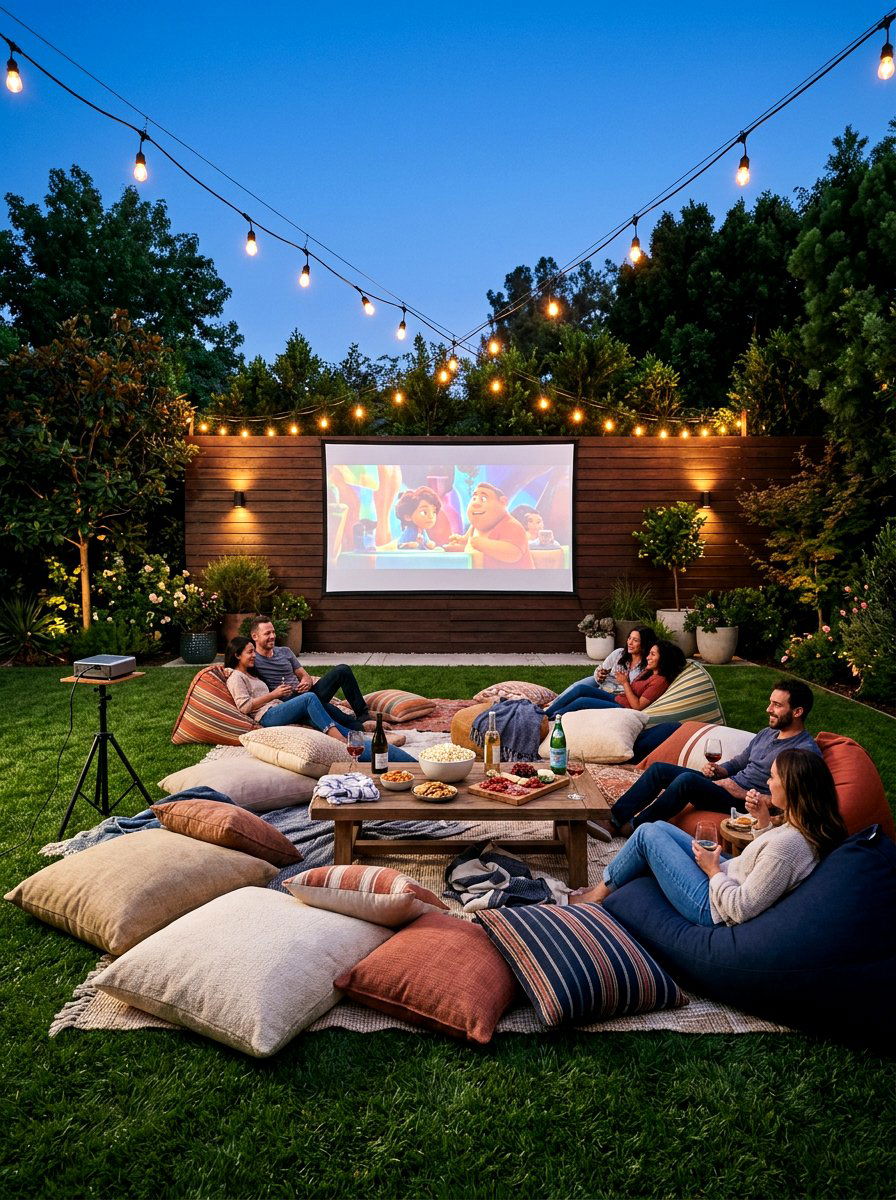 Outdoor Movie Theater - 30 modern backyard lounge ideas