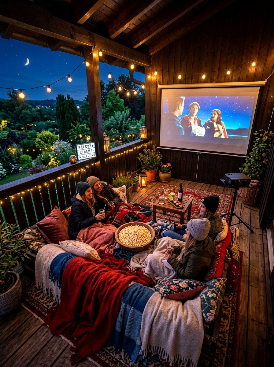 Outdoor Movie Theater Balcony - 30 condo balcony lounge ideas