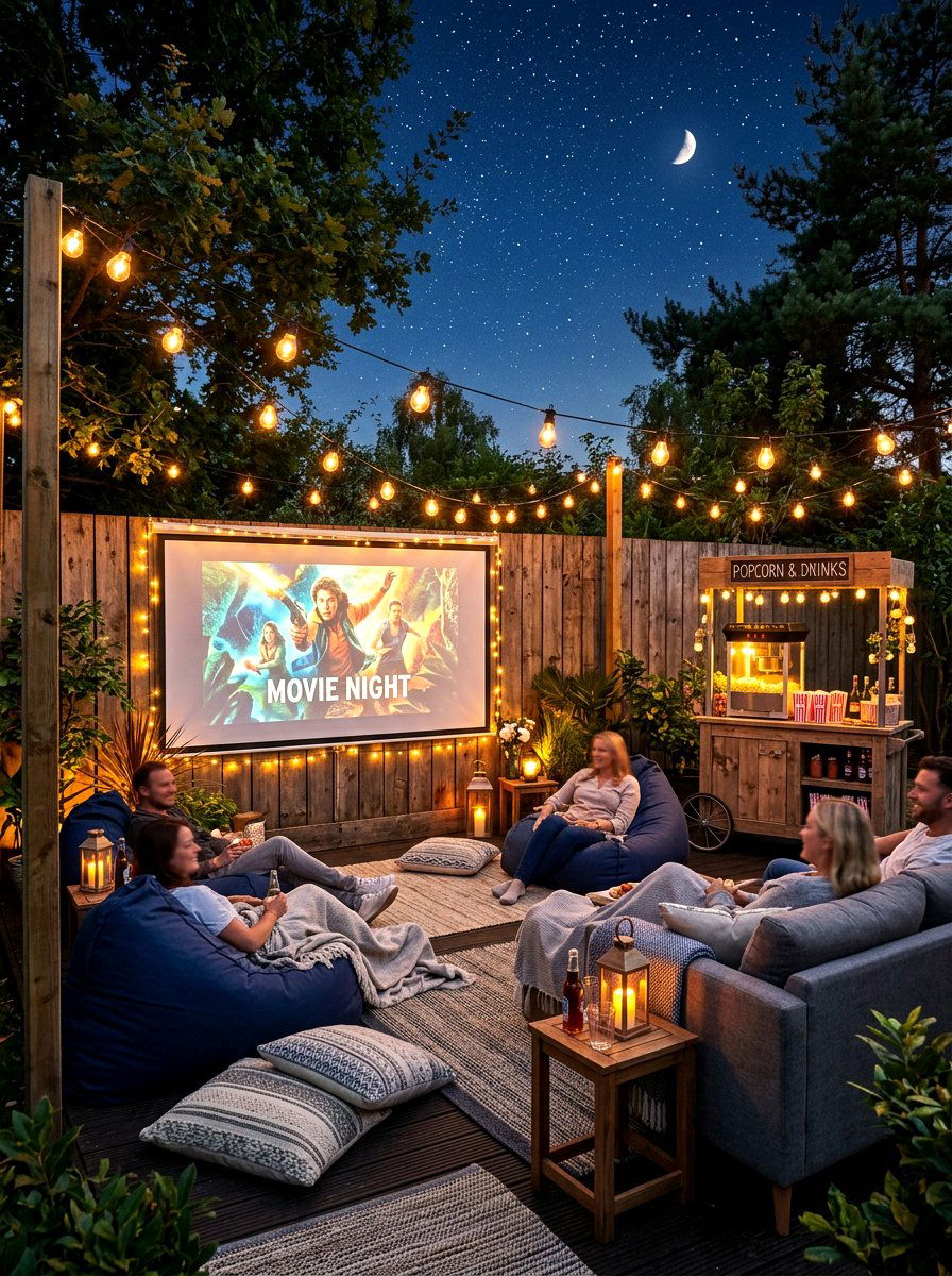 Outdoor Movie Theater Lounge - 30 resort patio lounge ideas