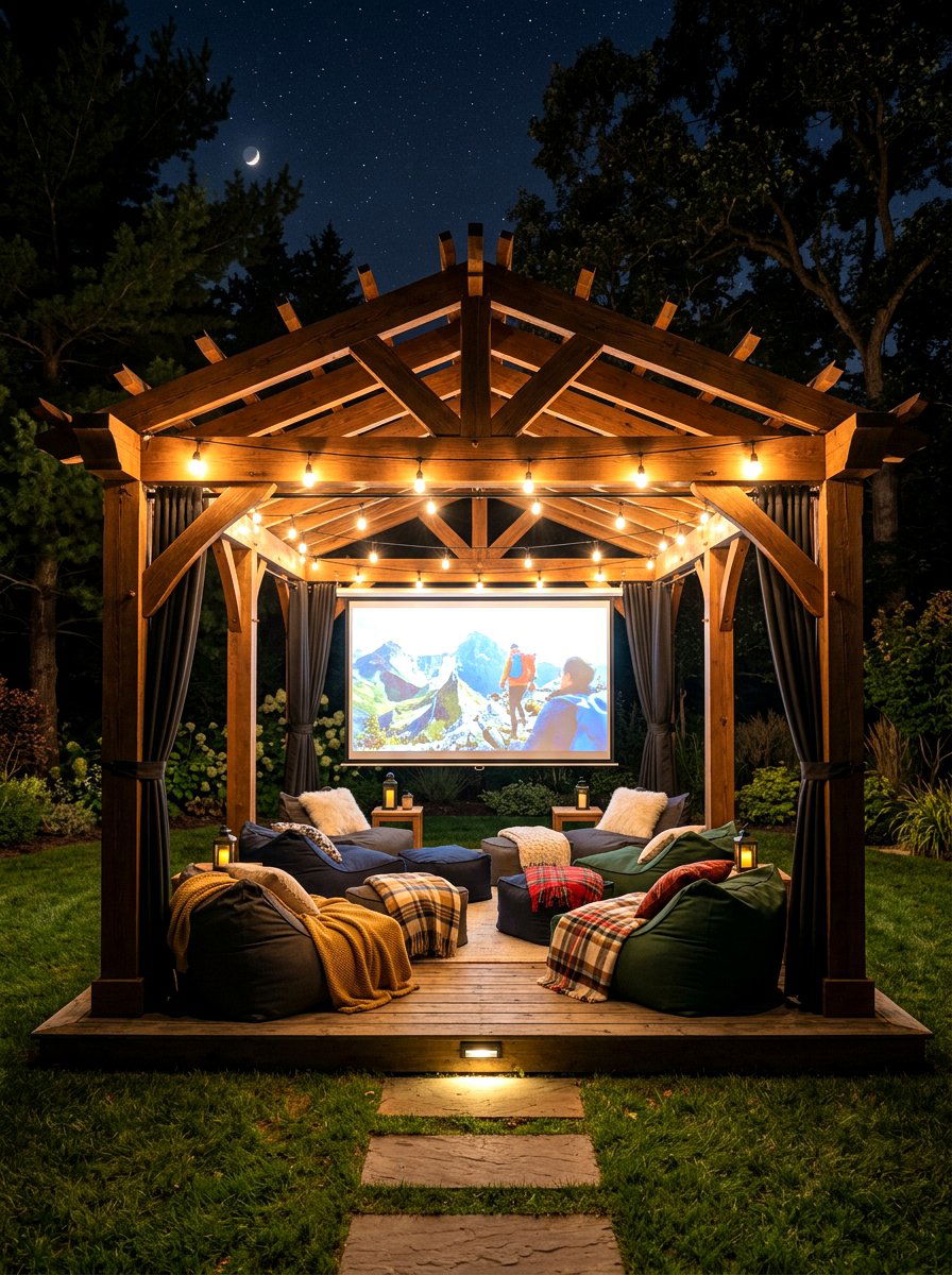 Outdoor Movie Theater Pergola - 30 freestanding pergola ideas