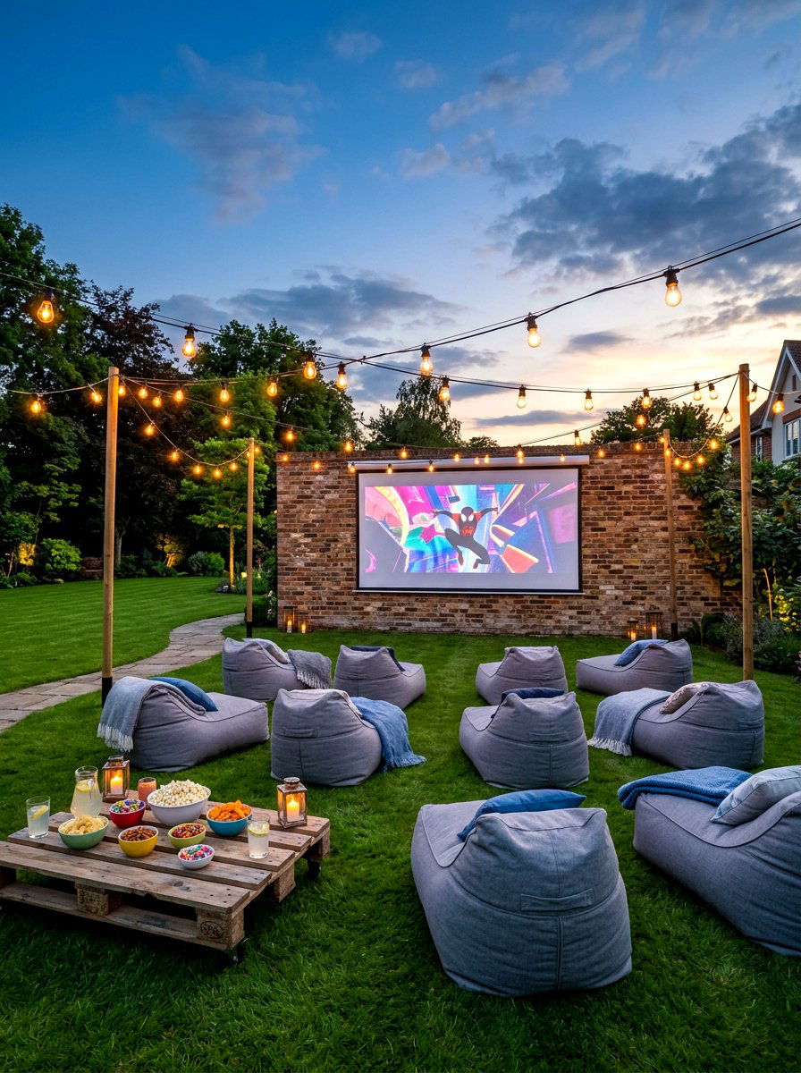 Outdoor Movie Theater Setup - 30 backyard lounge zone ideas