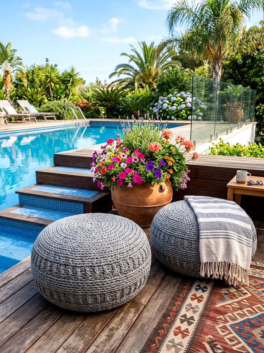 Outdoor Ottoman Pouf - 30 poolside furniture ideas