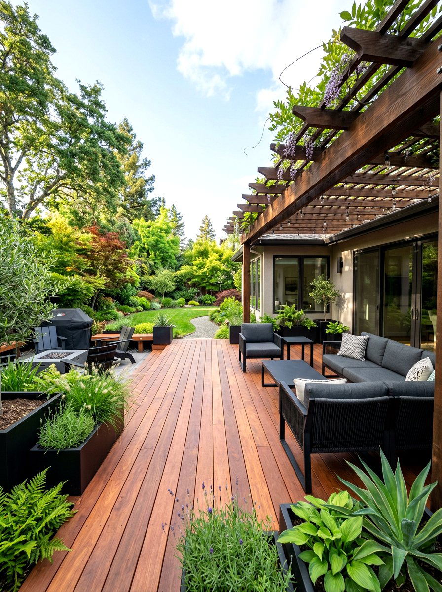 Outdoor Patio Black Furniture Wood Deck - 30 black and wood decor ideas