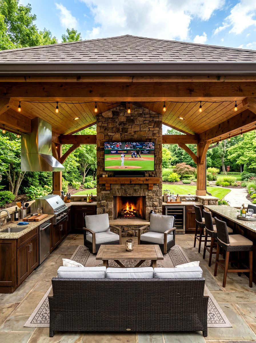 Outdoor Pavilion Kitchen With TV - 30 outdoor pavilion kitchen ideas