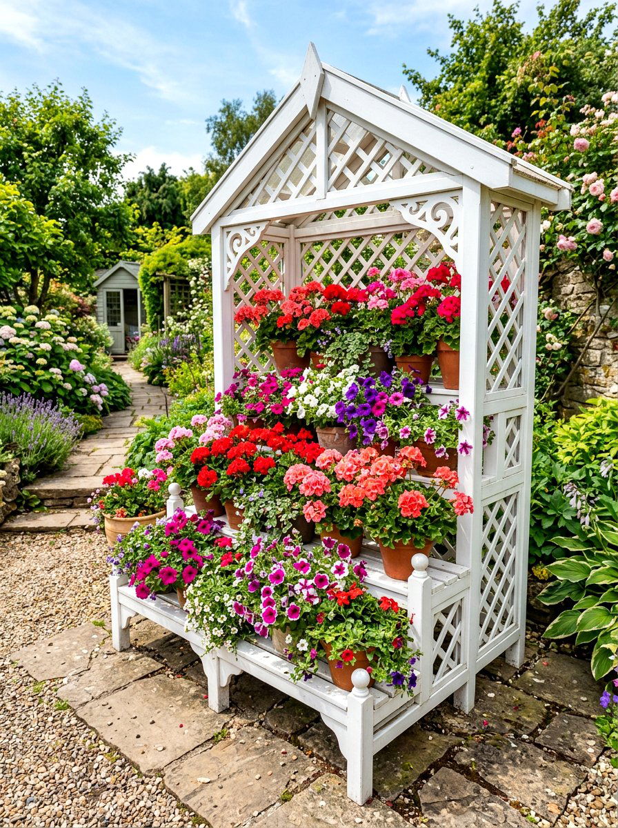 Outdoor Plant Display Bench - 30 potting bench ideas