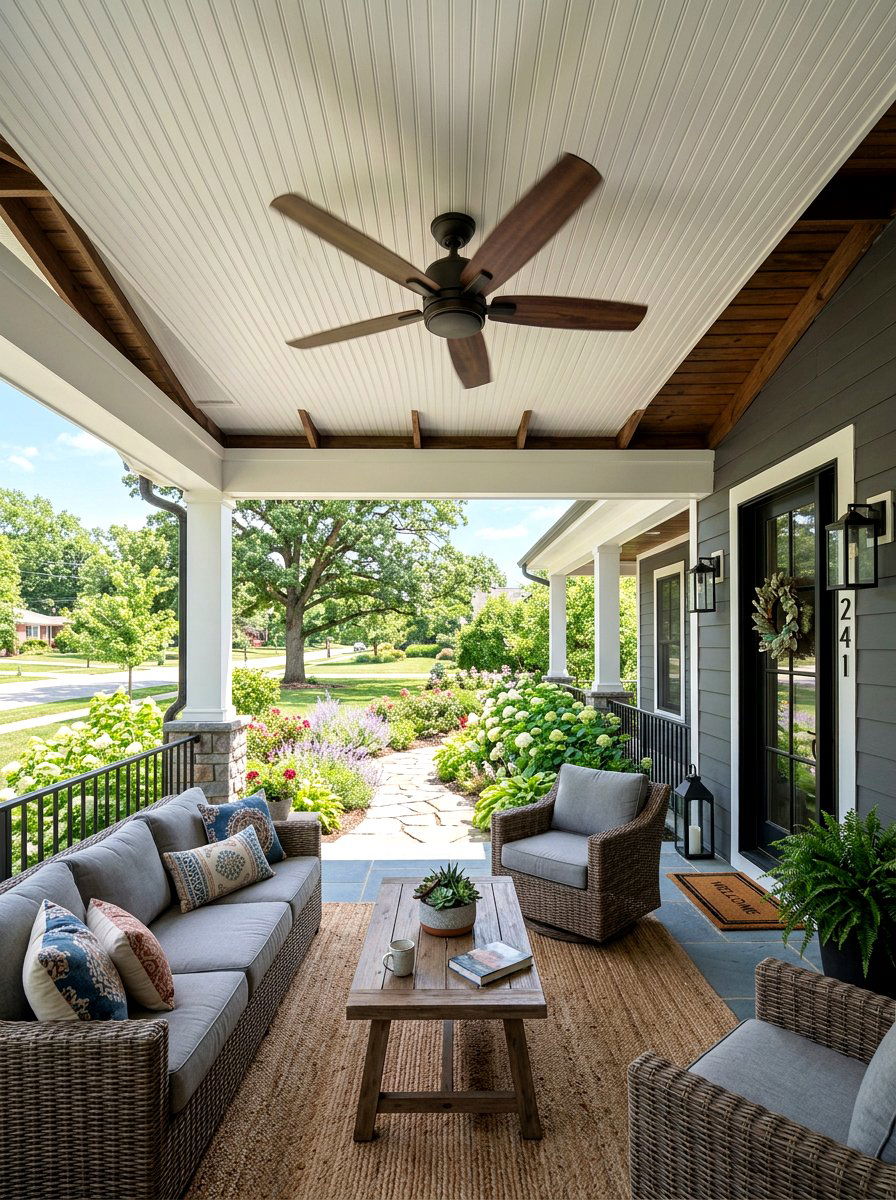 Outdoor Porch Fan - 30 front facade makeover ideas