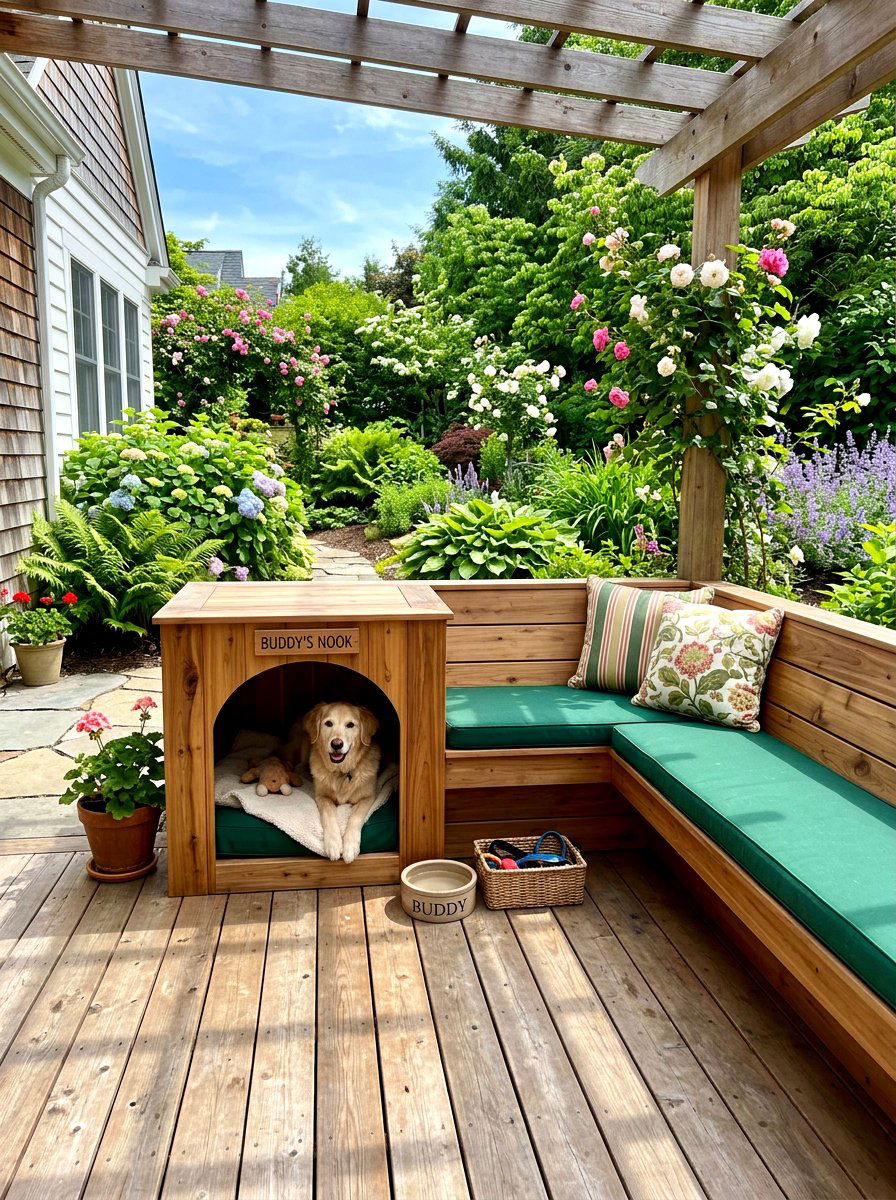 Outdoor Porch Pet Nook - 30 pet bed nook ideas