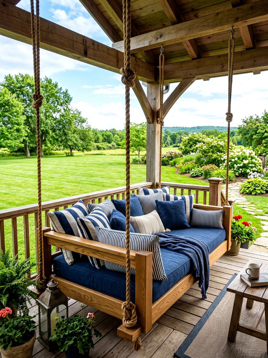 Outdoor Porch Swing Bed - 30 southern prep decor ideas
