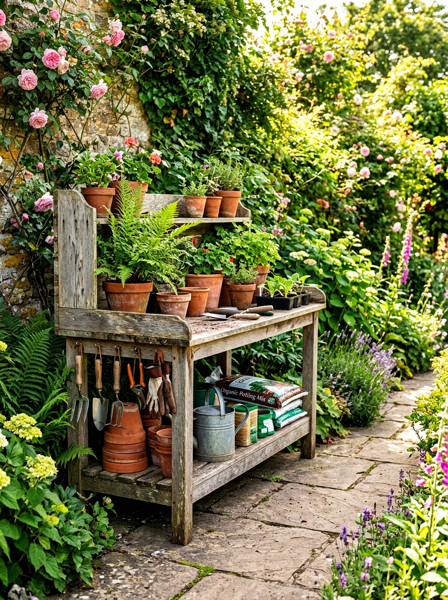 Outdoor Potting Bench - 30 repurposed cabinet ideas