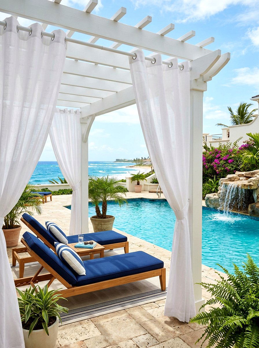 Outdoor Privacy Curtain - 30 pool privacy ideas