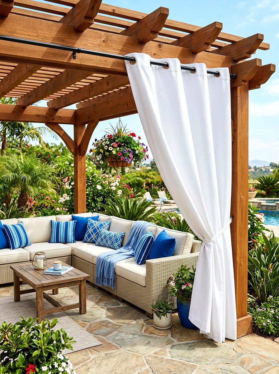 Outdoor Privacy Curtain - 30 patio corner screen ideas