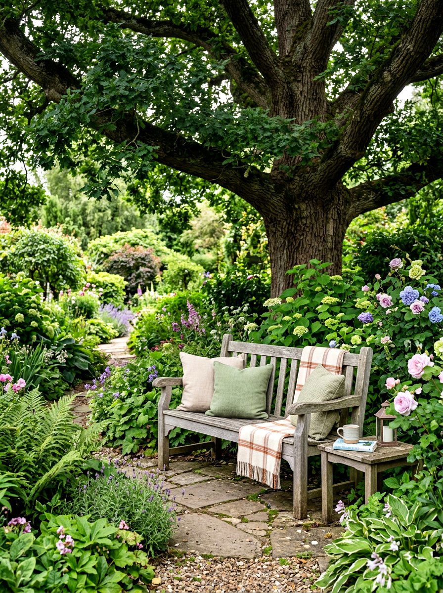Outdoor Reading Nook With Bench - 30 Nancy Meyers patio ideas