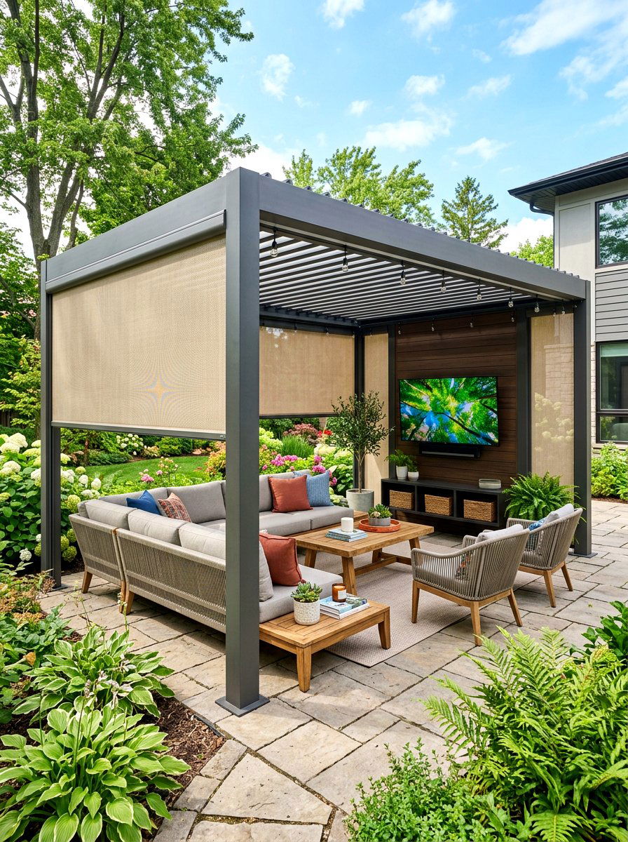 Outdoor Roller Blinds - 30 pergola shade ideas