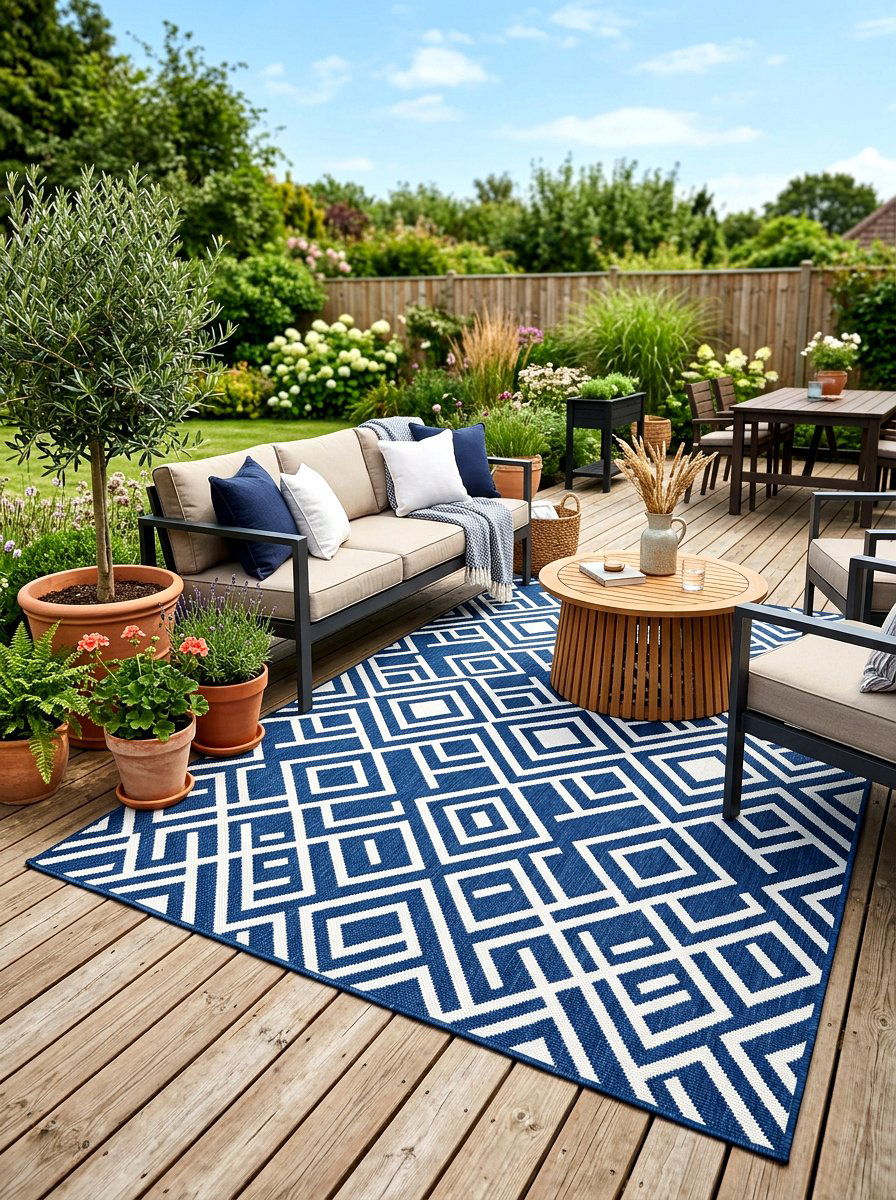 Outdoor Rug - 30 family cookout backyard ideas